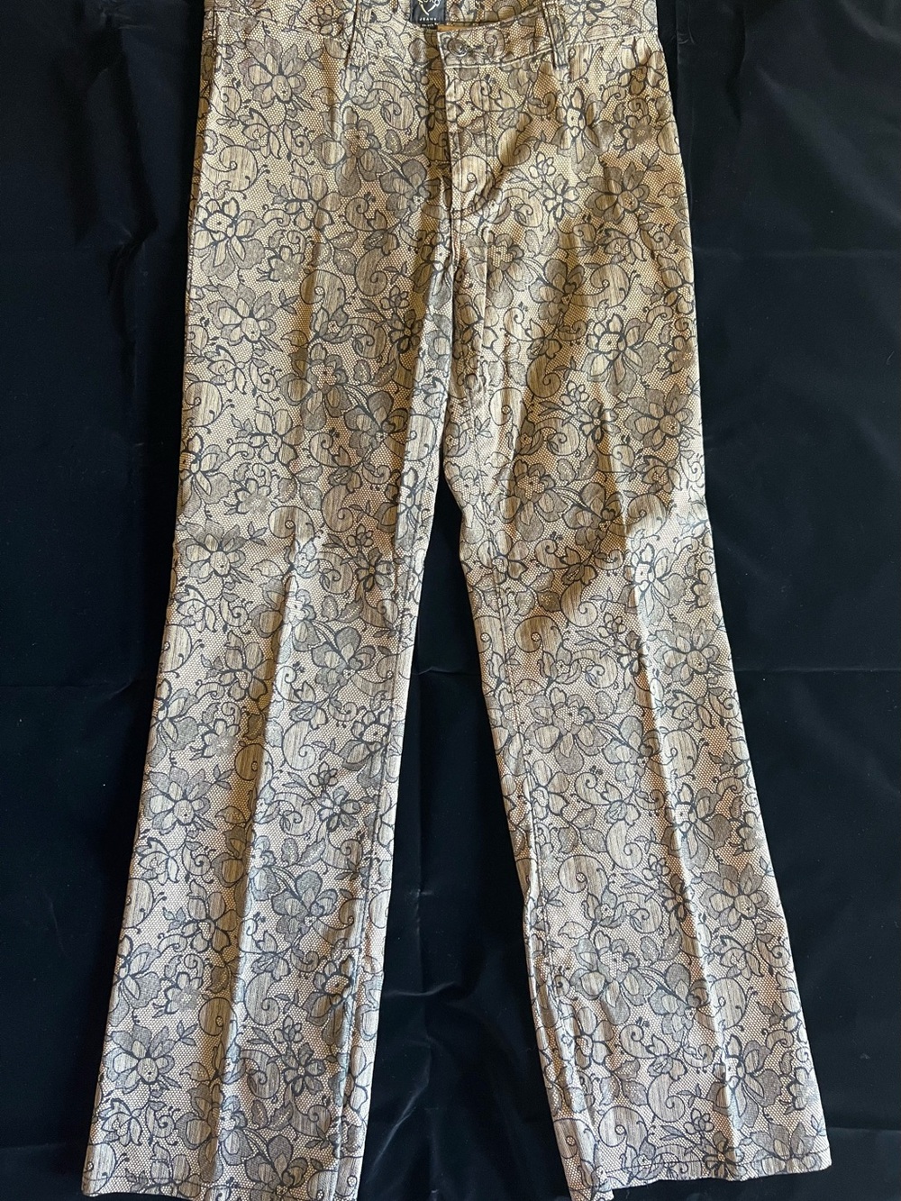 XOXO Beige Floral-Print Chinos